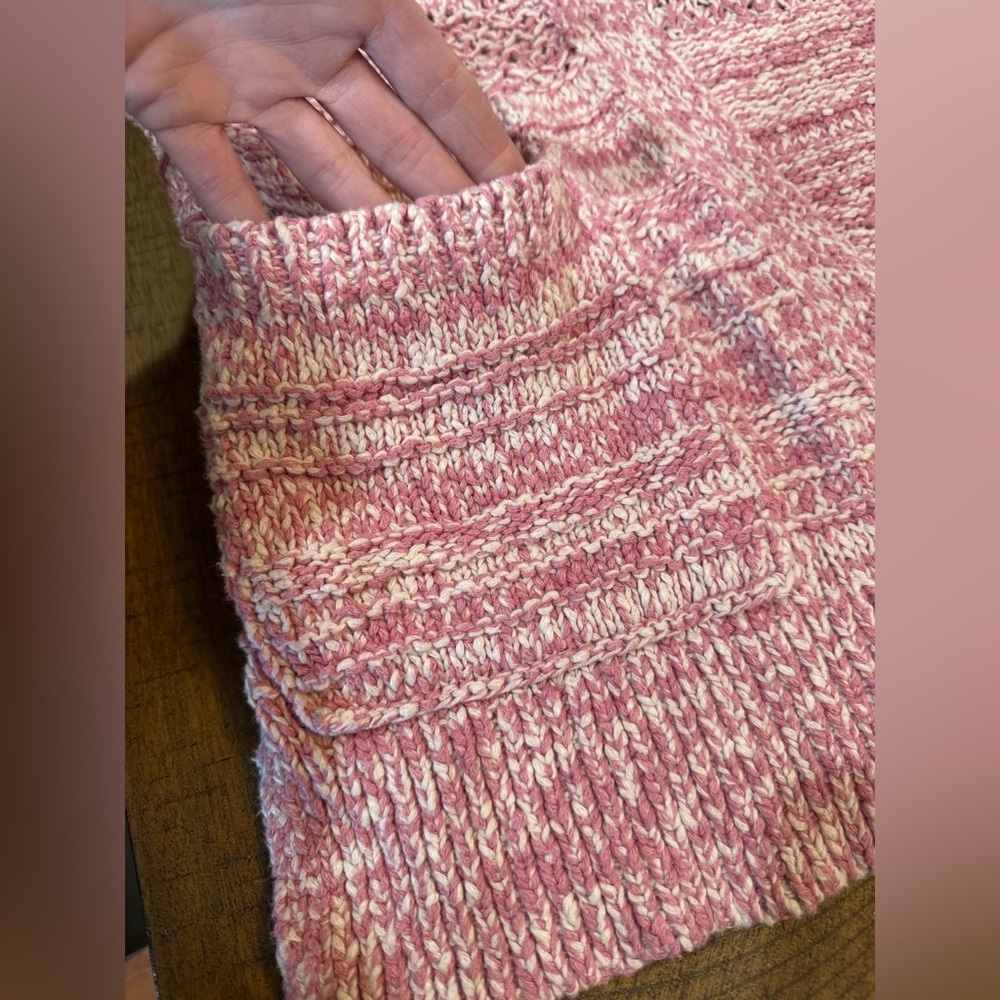 Abercrombie & Fitch Women's Marled Chunky Knit Pink Cardigan With Patch Pockets - Picture 7 of 12